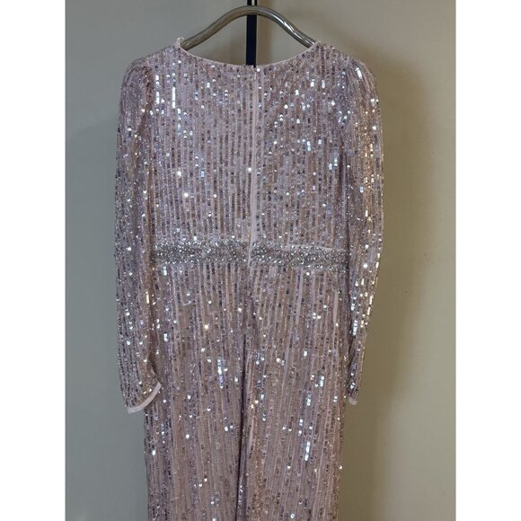 Mac Duggal 93549 Pink Sequin‎ Puff Sleeve Size 14 Nwt - Picture 7 of 8